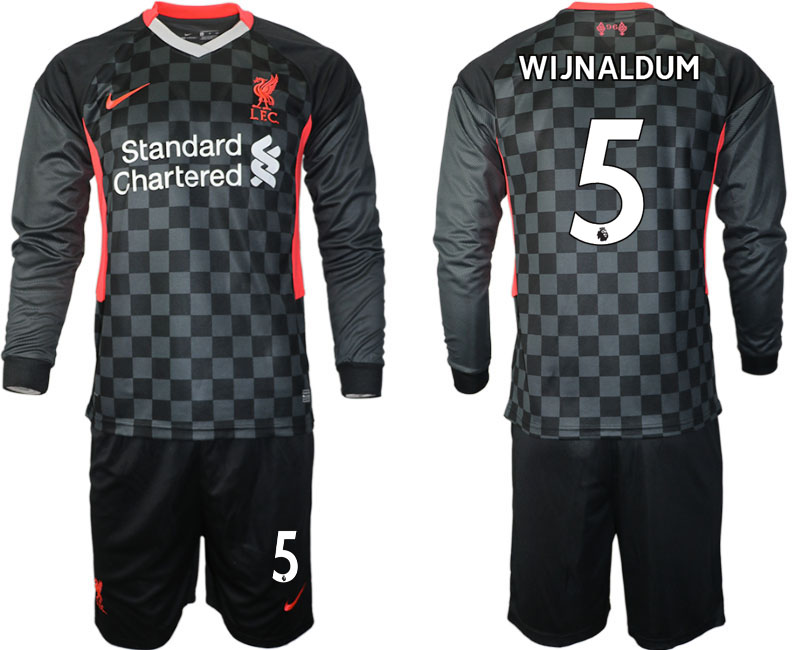 Men 2021 Liverpool away long sleeves 5 soccer jerseys